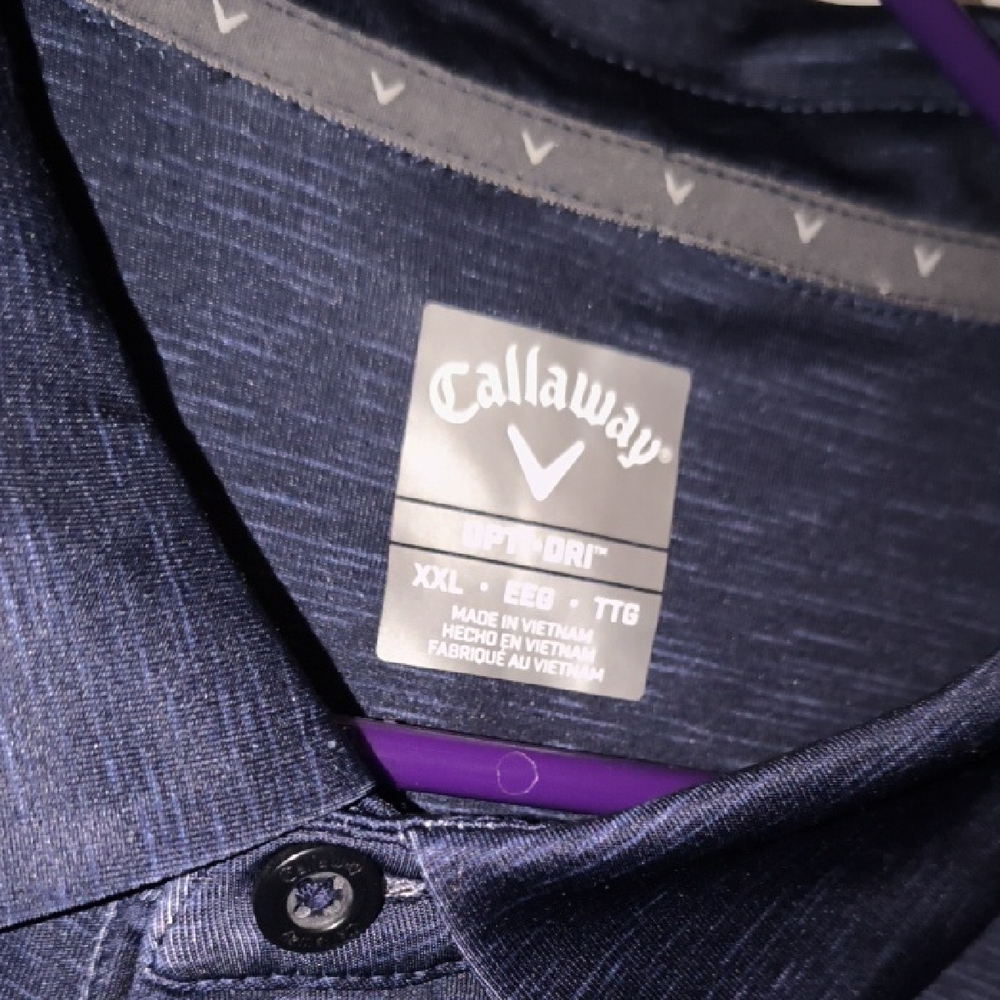 NWT Callaway | Navy Polo with Striped Design - Picture 2 of 4